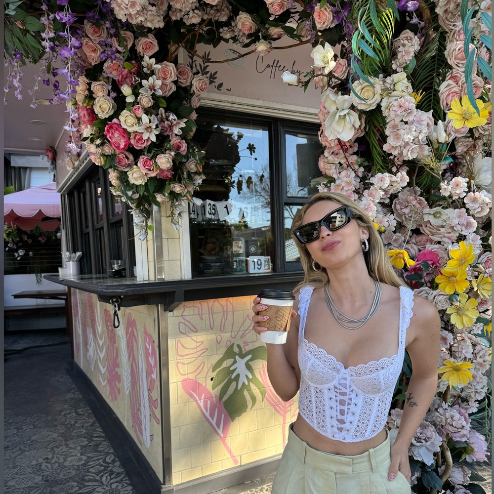 Victoria's Secret White Lace Corset Tank Top